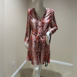 NWT JNSQ Delia Size 8 Red/Orange Color Snake Printed Dress